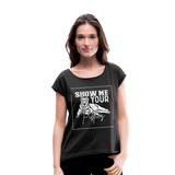 Women's Pitbull Roll Cuff T-Shirt - heather black
