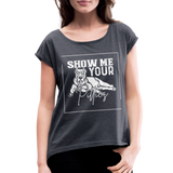 Women's Pitbull Roll Cuff T-Shirt - navy heather