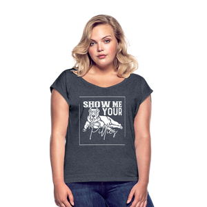 Women's Pitbull Roll Cuff T-Shirt - navy heather